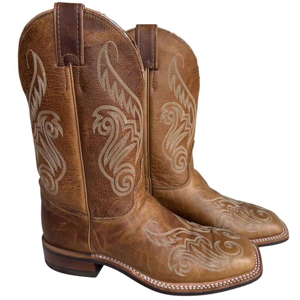 Justin Ladies 9B Bent Rail Llano Distressed Brown Leather Cowboy Boots BRL212